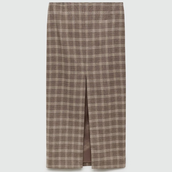 Mango Dresses & Skirts - Mango Checkered Pencil Skirt in Brown